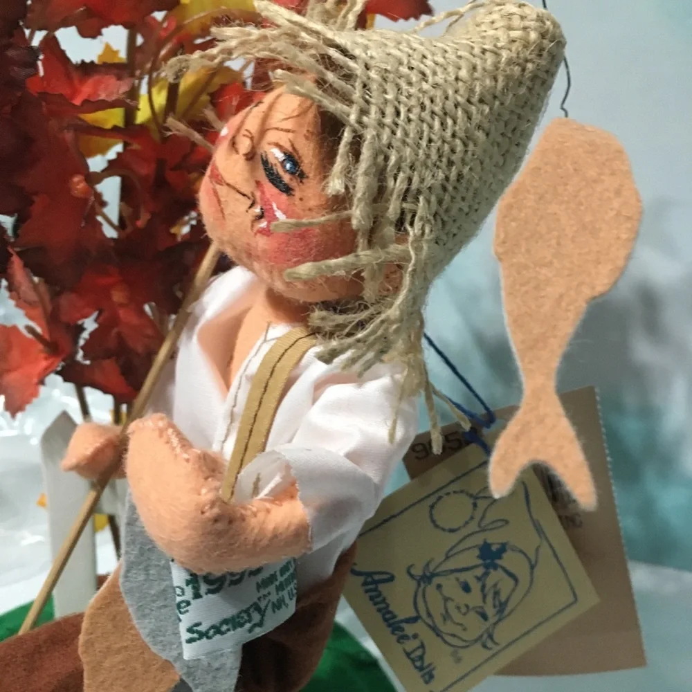 Annalee Fall Fisherman Doll with Orange, Yellow, Red and Green Accents